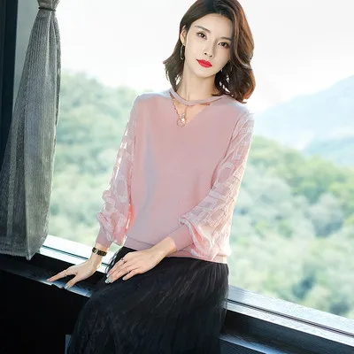 [EWQ] 2019 Ранняя осень новый милый современный женский свитер свободный v-образный