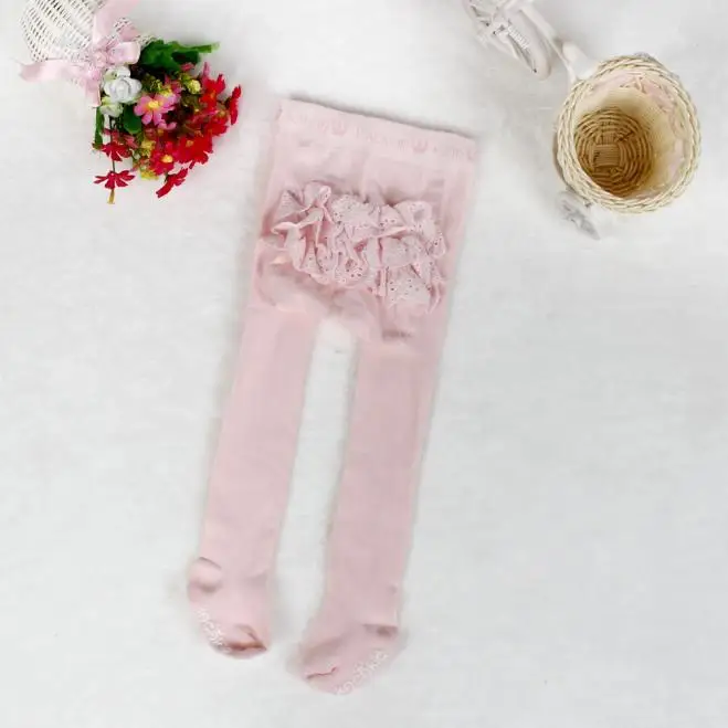 LONSANT/Детские колготки Милые Кружевные Гофрированные для девочек Однотонные