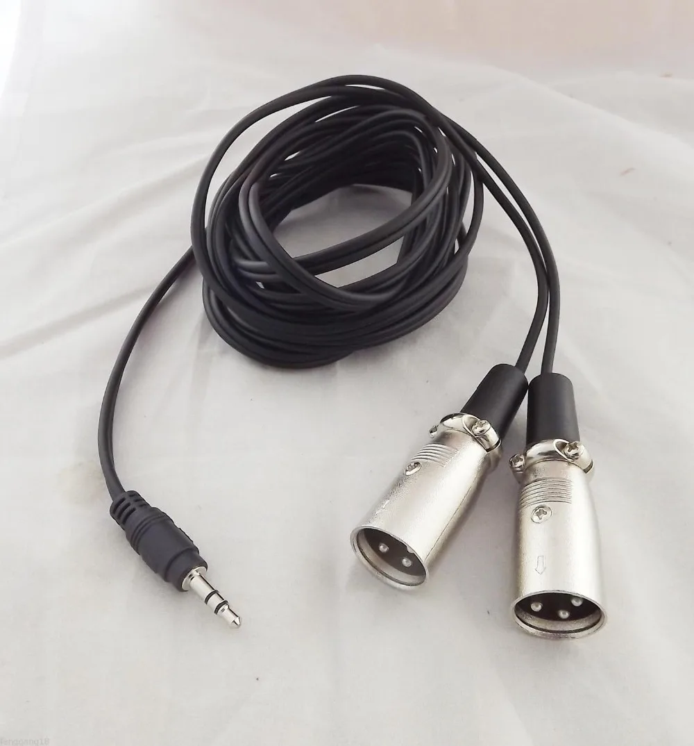 1 шт. 3 5 мм 1/8 &quotПапа стерео TRS аудио к двойному Pin XLR Мужской микро кабель 10 футов|audio