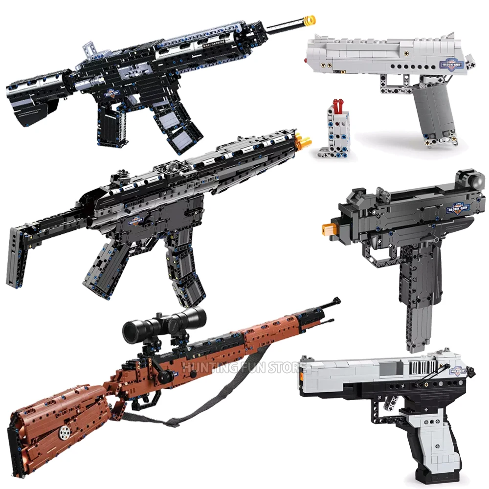 Пистолет конструктор Ak47 M1A1 MP5 Desert Eagle военные наборы сделай сам Детский