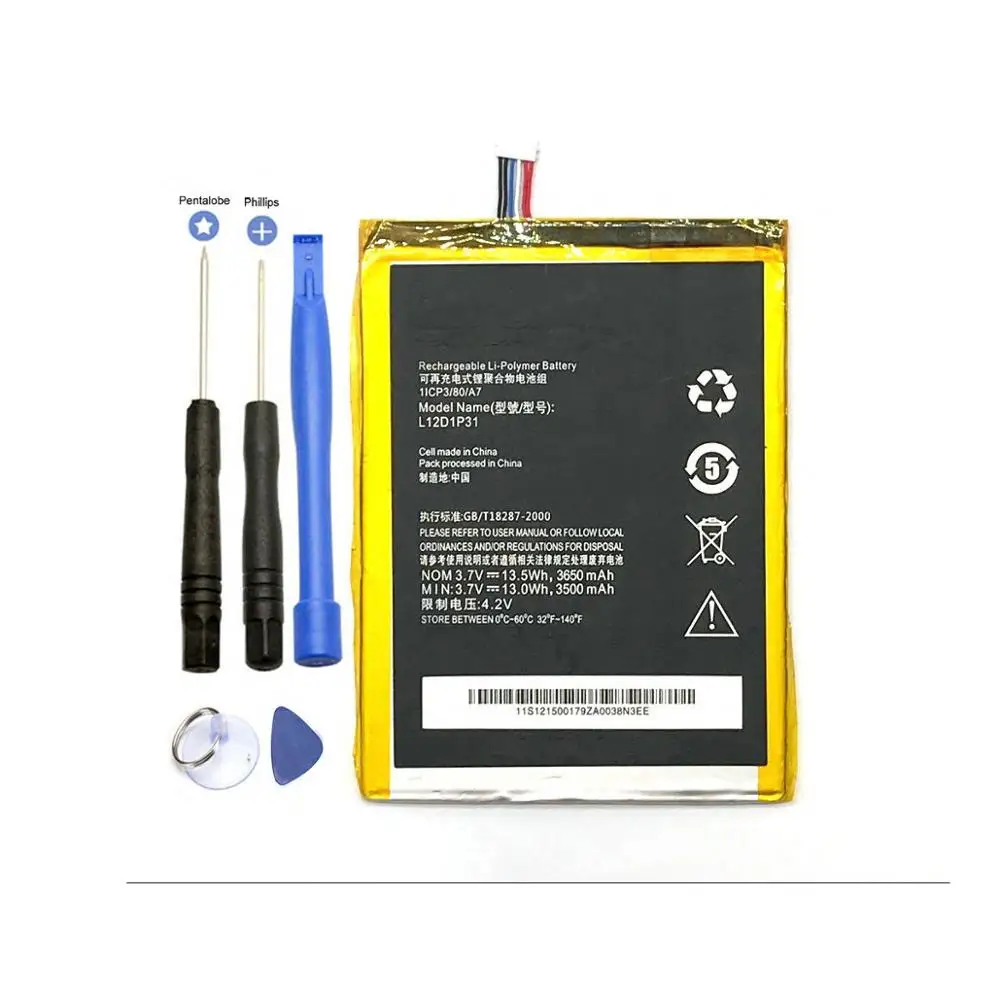 

Аккумулятор L12D1P31 на 3650 мА · ч для LENOVO IdeaTab lepad 7 дюймов, A1000 A1000-L A1010 A3000 A3000-H A3300 A3300-T A5000 A5000, литий-ионный аккумулятор