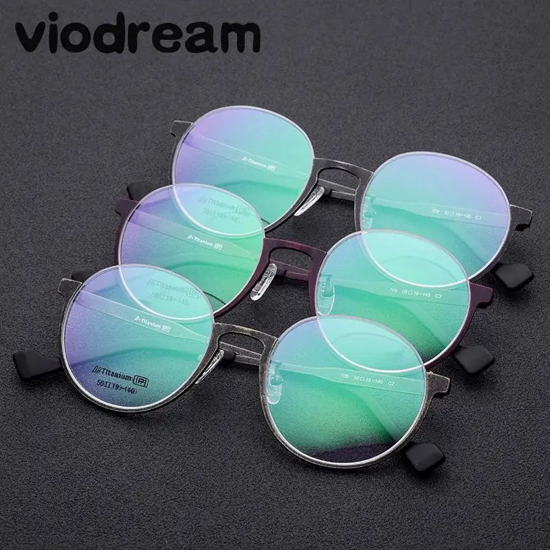 Viodream 100% чистая титановая Ретро оправа для очков с гальваническим покрытием стиль