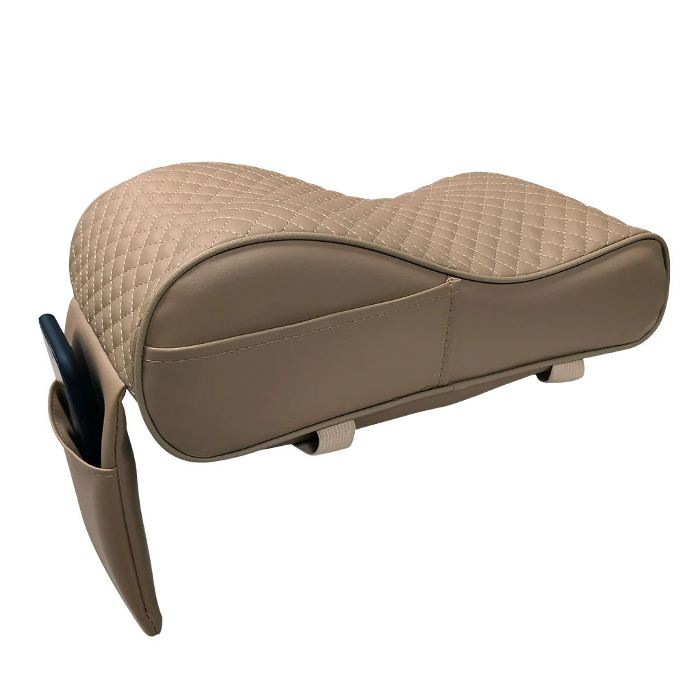 Embroider leather armrest on car console filled memory foam to supports arms for universal gray beige black available | Автомобили и
