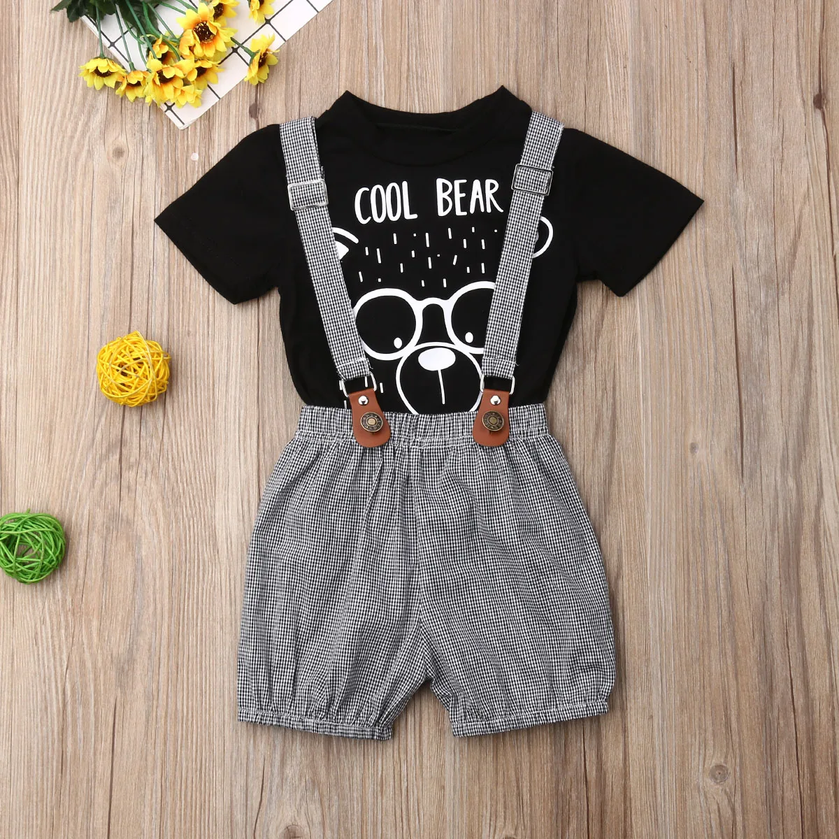 Комплект из 2 предметов хлопковая футболка с коротким рукавом для маленьких