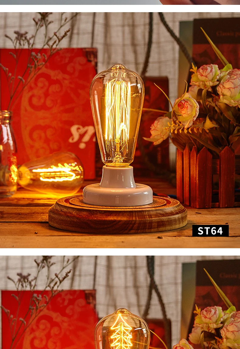 EL ретро Edison LED светильник лампочка E27 E14 40W 220V ST64 C35 G80 G95 T45 T30 T185 T10 A19 ST64 ампулы лампы Винтаж ламп Эдисона