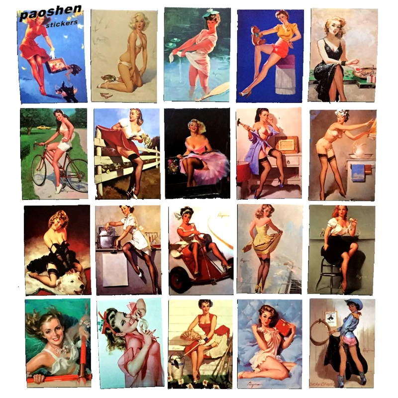 100 шт. водонепроницаемые Стикеры для девочек в стиле ретро ПВХ стикеры ноутбука