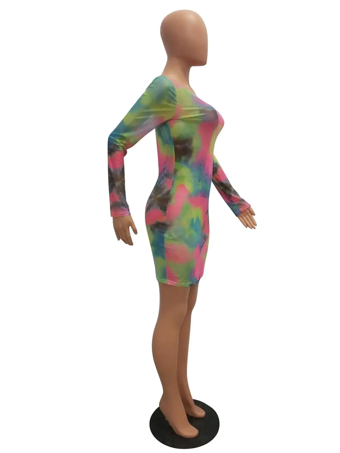 

Sexy Tie Dye Print Mini Dress Women Casual Long Sleeve O Neck Bodycon Women Dress Skinnt Evening Party Club Dress Vestidos