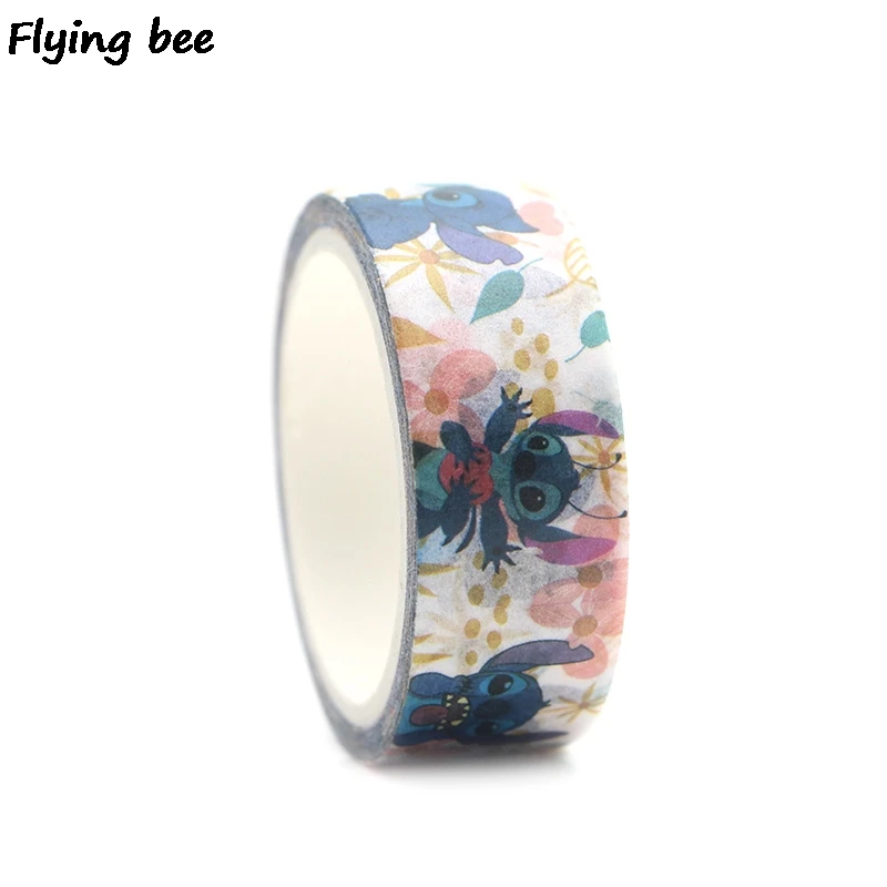 Flyingbee 15 мм X 5 м стежка васи лента бумага DIY декоративная клейкая лента канцелярские Мультяшные маскирующие Ленточные принадлежности X0298