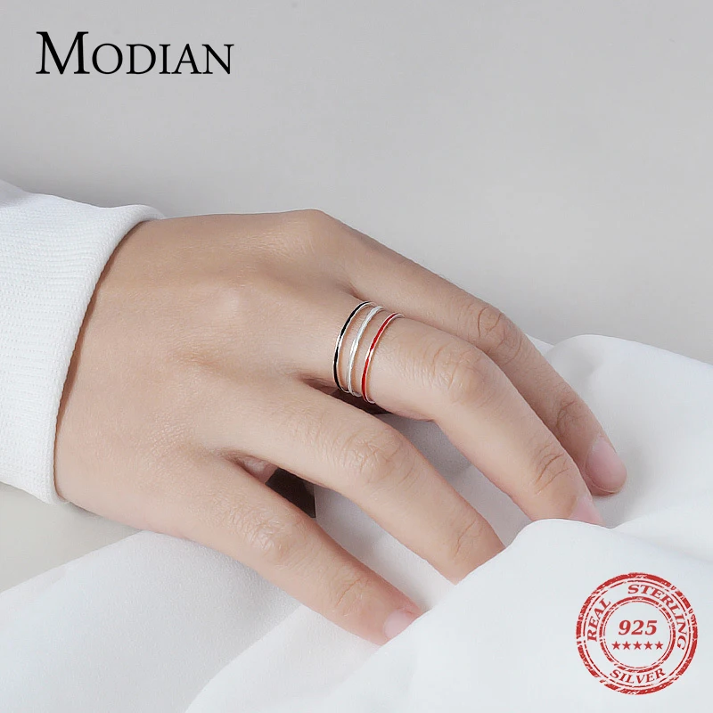 Modian новый стиль 100% Стерлинговое Серебро 925 Эмаль Очаровательные простые кольца