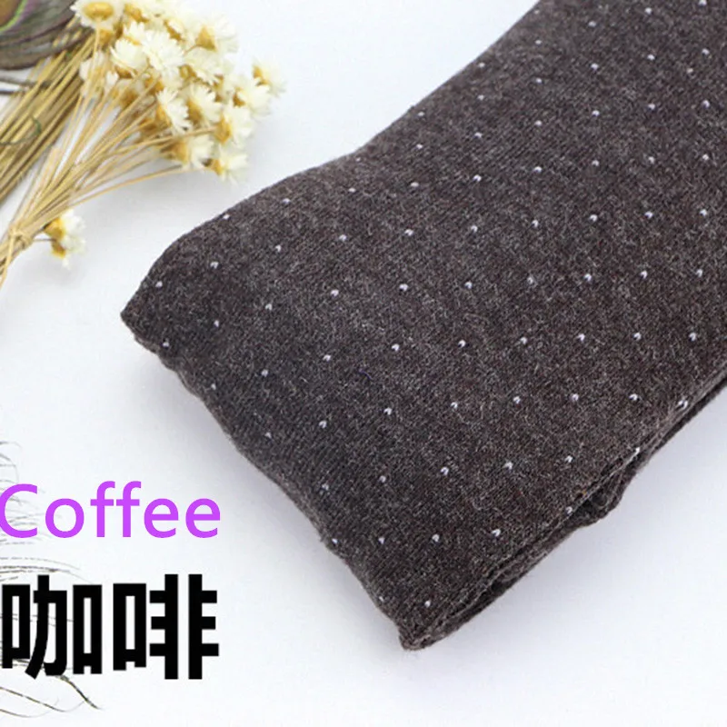 Coffee Модные женские зимние термо кашемировые леггинсы топ продаж Сверкающее в горошек Дизайн Жаккардовый вязаный черный длиной до щиколотки леггинсы 7BA122 - Цвет: Coffee