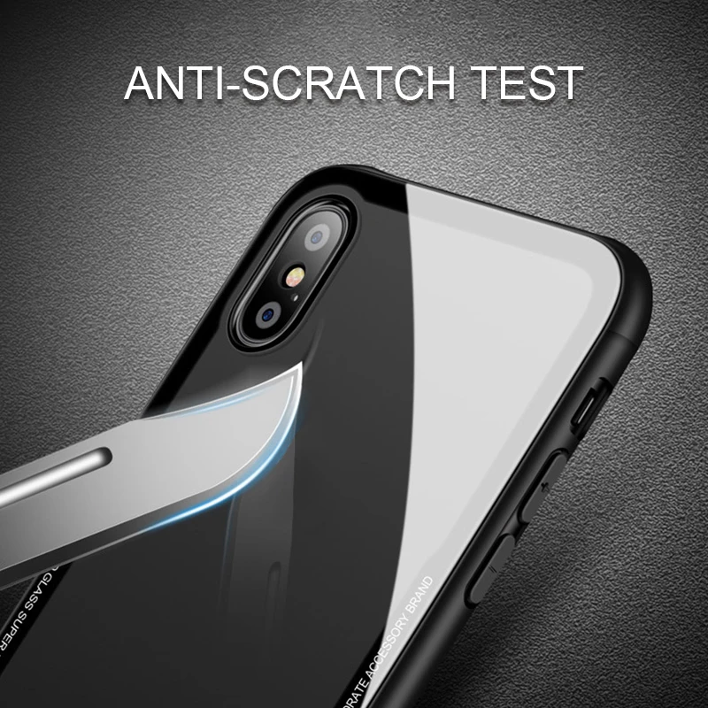 Чехол для телефона из закаленного стекла с мягким краем iphone 7 7Plus 8 8Plus X зеркальный