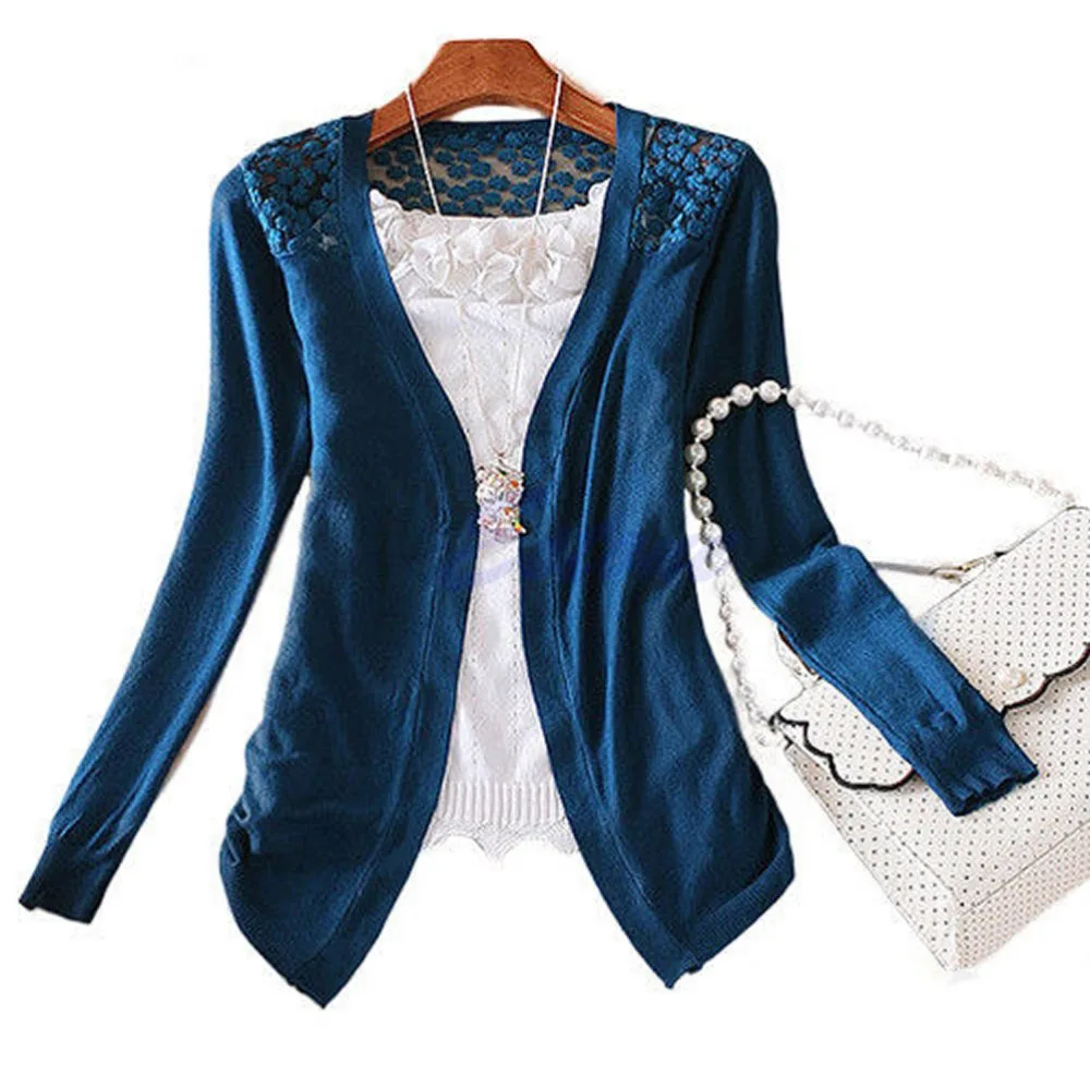 KLV Hot Women Sweet Lace Candy Crochet Knit Blouse Top Coat Cardigan Shirt Sweater |