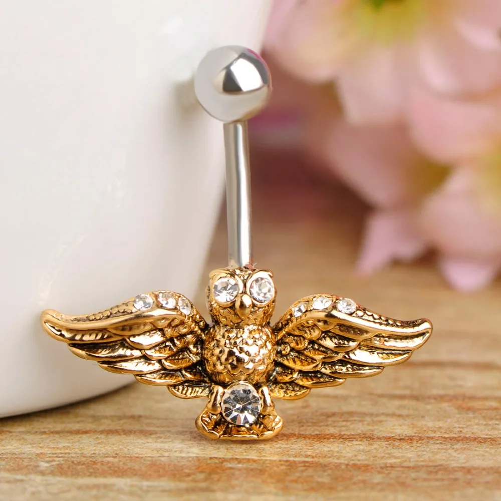 Funmor панк сова пупка кольцо 1 6 мм Пирсинг животных для ювелирные изделия |