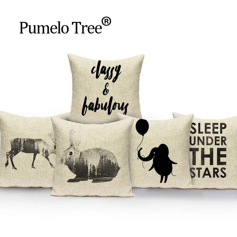 Наволочка для подушки с изображением животного черно-белые декоративные милые