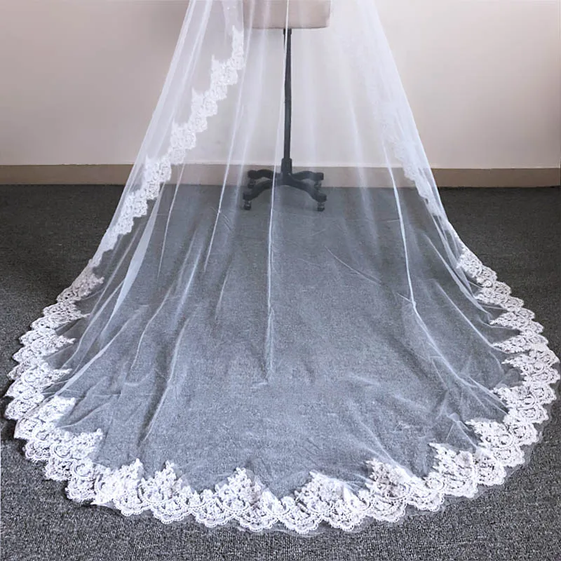JIERUIZE 3 метра белая слоновая кость Соборная свадебная фата длинная блестящая