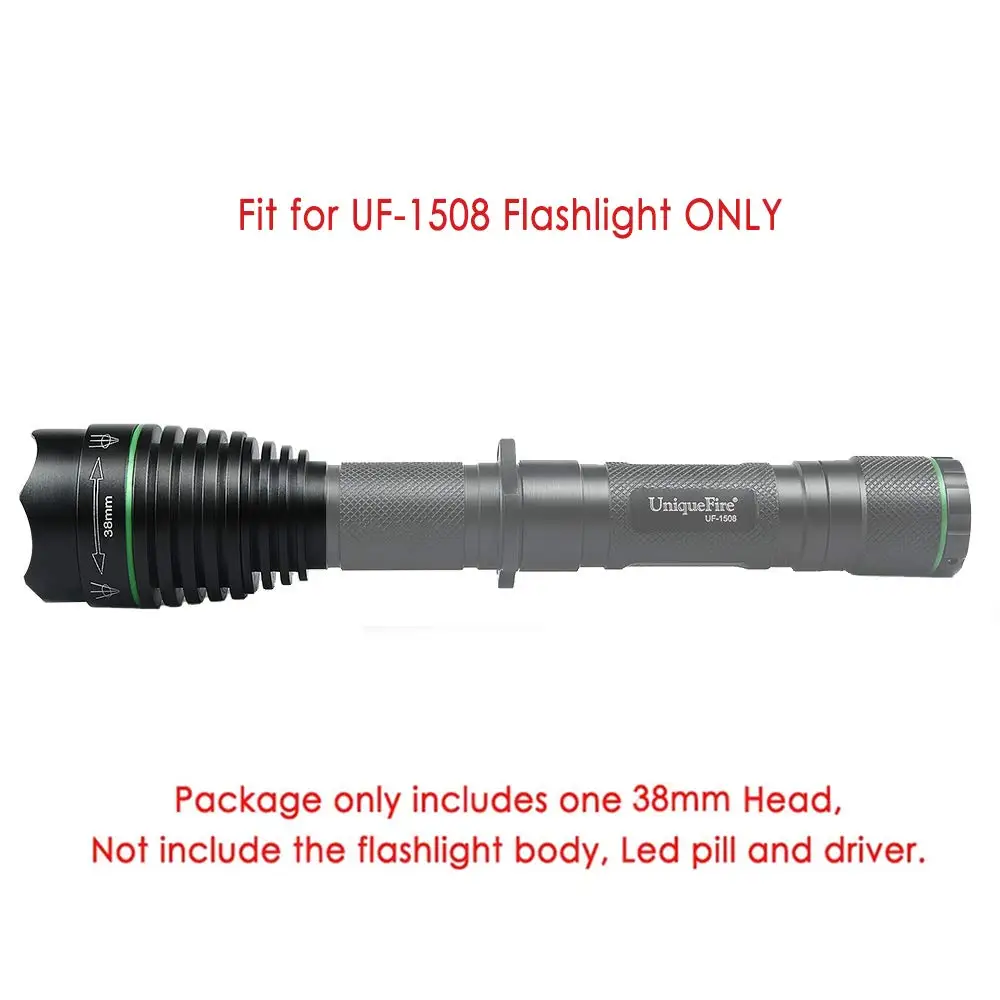 UniqueFire 38 мм выпуклая линза регулируемый фокус головки шапки для UF-1508 XML/XRE/IR 850nm/940nm светодиодный фонарик