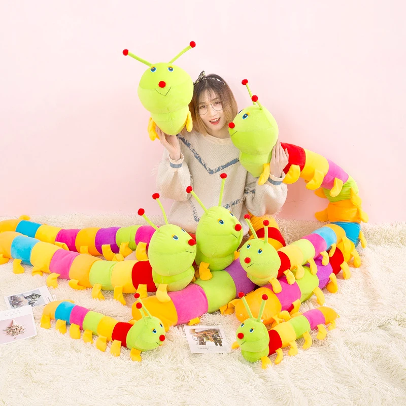 Красочная гусеница плюшевые игрушки для детей мягкая плюшевая подушка в виде