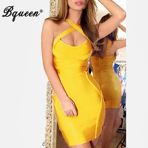 Bqueen 2019 Для женщин Спагетти ремень V шеи Бандажное платье Летнее соблазнительное с