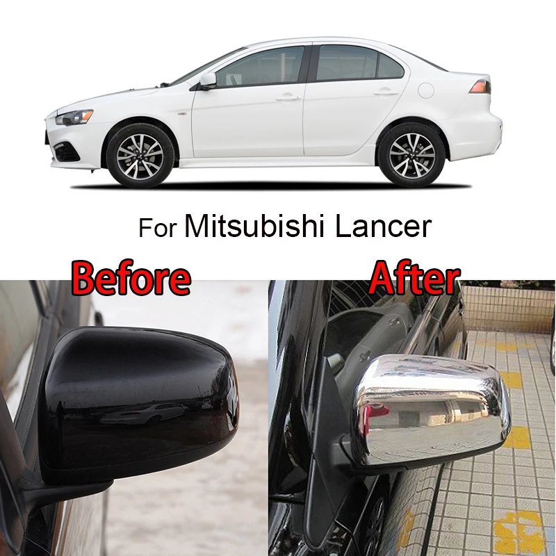 XUKEY хромированная накладка на боковое зеркало для двери, литая крышка заднего вида, 2 шт., подходит для Mitsubishi Lancer& Lancer 2007-2011