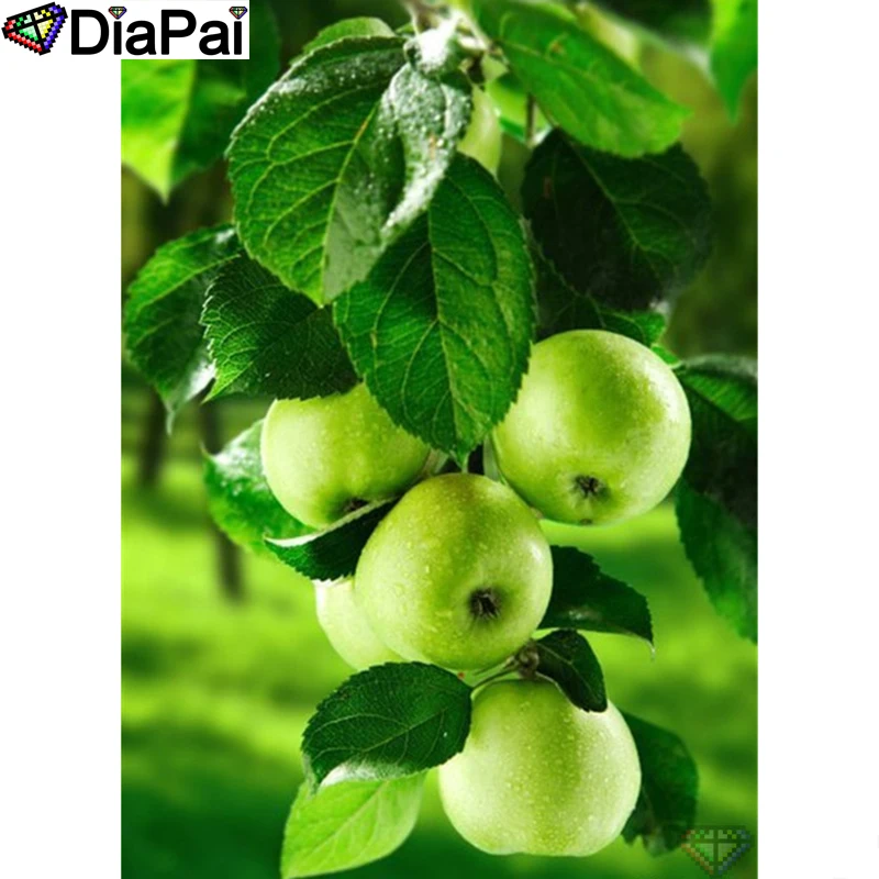DIAPAI Diamond Painting 5D DIY 100% Full Square/Round Drill &quotFruit green apple&quot Embroidery Cross Stitch 3D Decor A22742 | Дом и сад