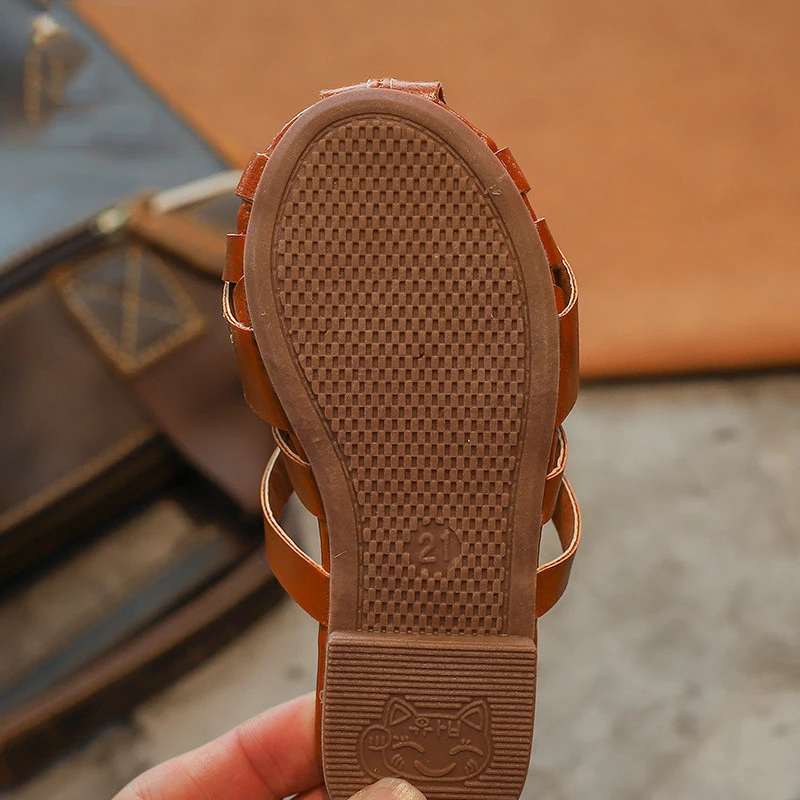 Новинка 2019 года сезон весна-лето Детские тканые открытые сандалии модные в
