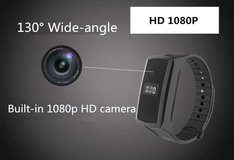 HD 1080P Mini Camera Smart Band Camcorder Pedometer Smart Wristband Secret Camcorder Voice Video Recording Bracelet Watch cam