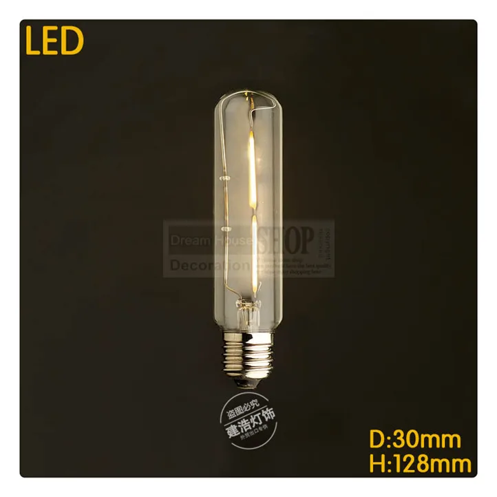 

2 pieces Sample order T10 2W Dimmable 2200K LED tube Filament bulb E27/E26 220V AC LED Vintage Edison Decorate Lighting