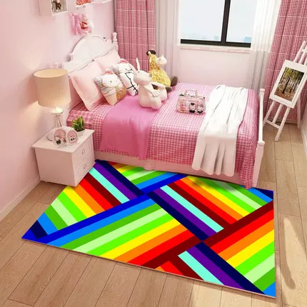 3D ковер для гостиной детский коврик Радужный Розовый рисунок принцессы детей