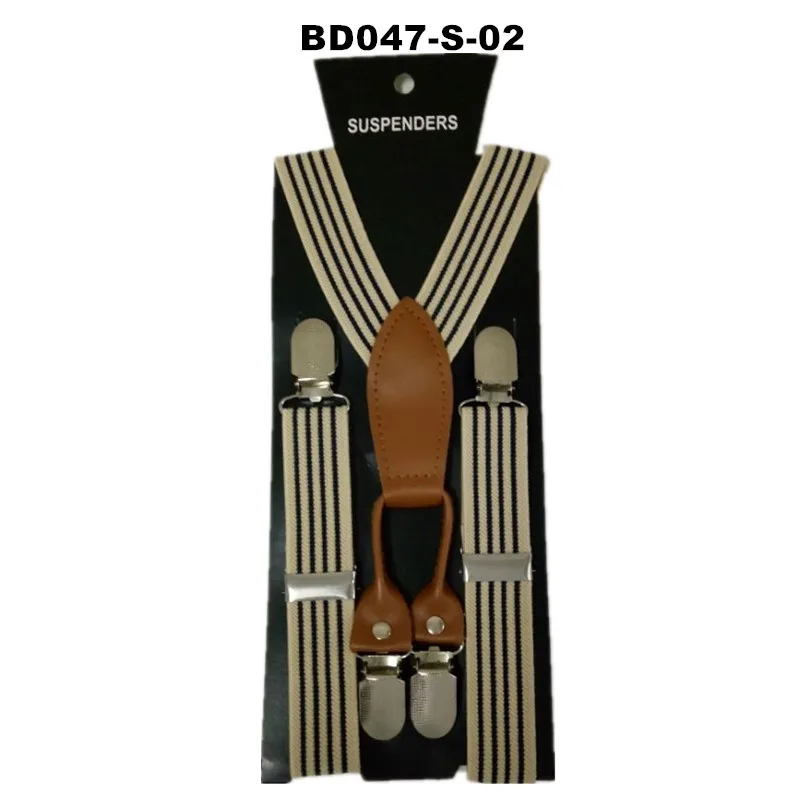 BD048-S, модные детские полосатые подтяжки, высококачественные кожаные подтяжки с 4 зажимами для детей 2-8 лет, рождественский подарок - Цвет: COLOR 2