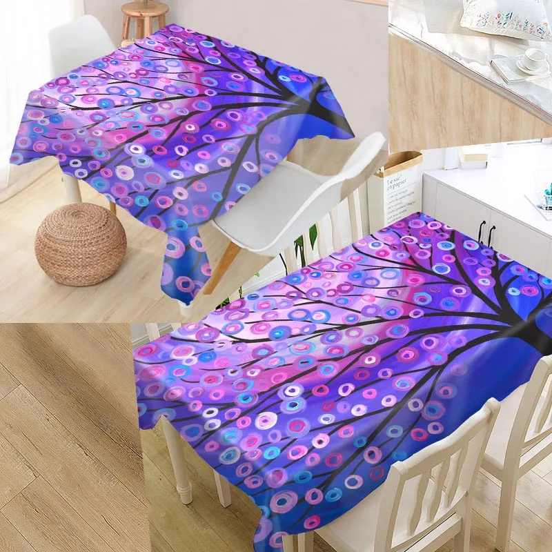 

Best Tree Painting The Art Custom Table Cloth Rectangular Oxford Print Waterproof Oilproof Square Table Cover Party Tablecloth