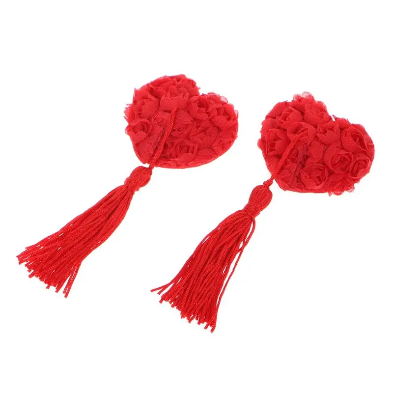 2 шт розовый сосок в форме сердца покрывает кисточкой пирожные наклейки на грудь