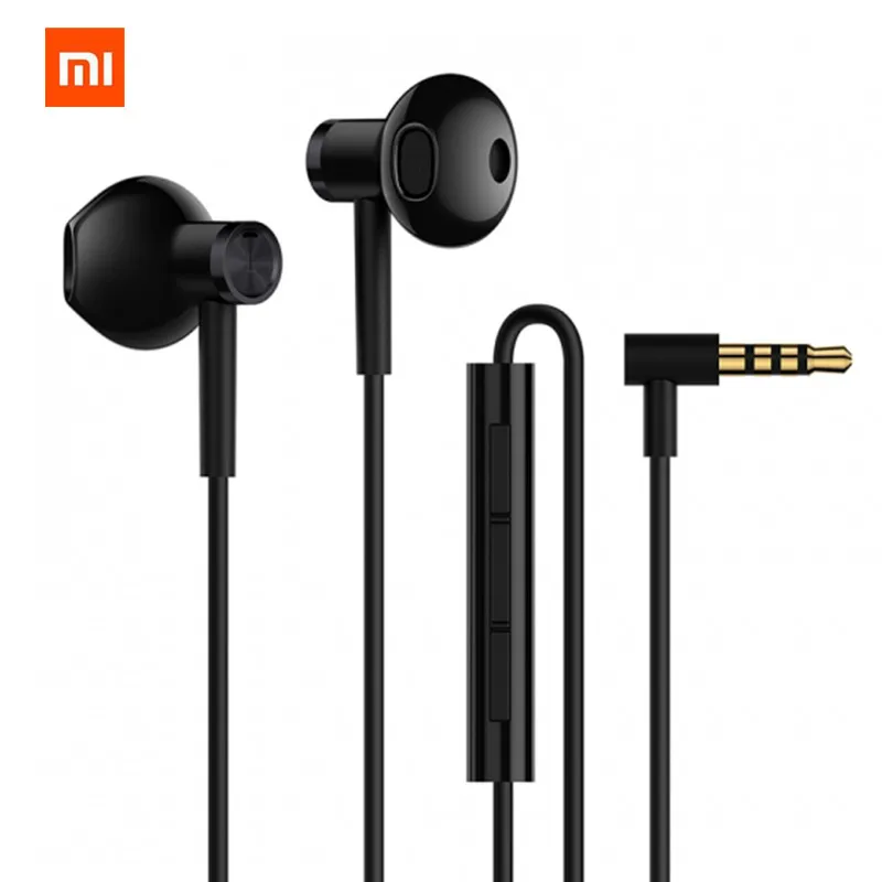 Xiaomi Hybrid DC половина наушники-вкладыши Рог l-образный штекер MEM Микрофон проводной контроль двойной драйвер для Xiaomi huawei