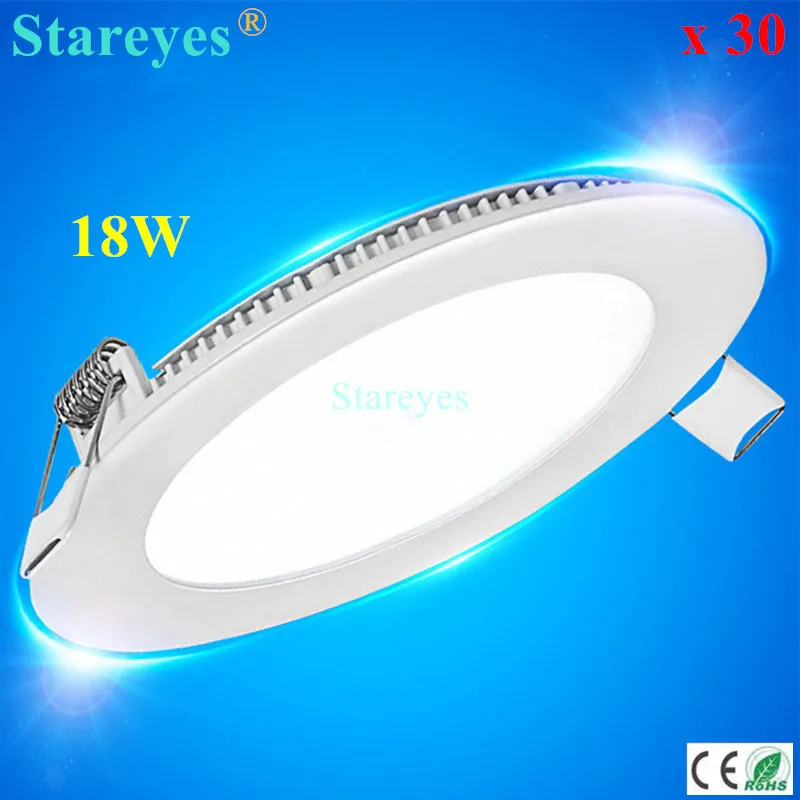 

Free shipping 30 pcs Round led panel light 18W 1600LM AC90-265V 2835 SMD LED downlight droplight bulb lamp ceiling light