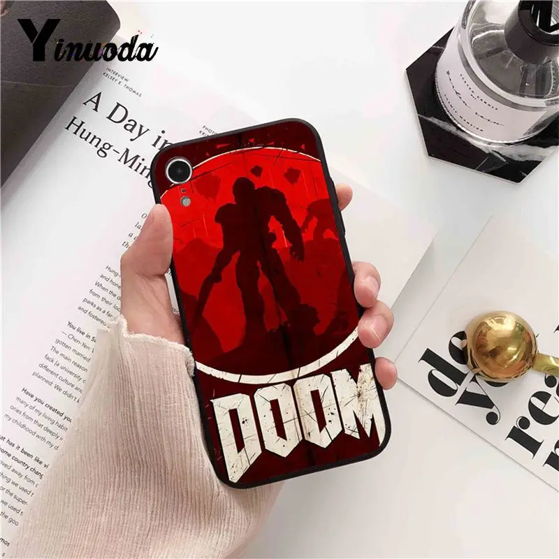 Yinuoda череп игра Doom новое поступление черный чехол для телефона iPhone 5 5Sx 6 7 7plus 8 8Plus X