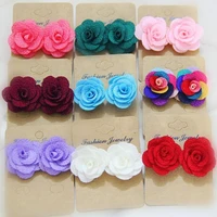 korean design fashion cloth fabric cute rose flower stud earrings for women and girls vintage brincos jewelry gift 2018 new