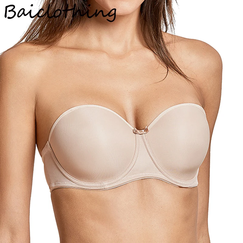 BAICLOTHING Гладкий женский многополосный полный охват на косточках без бретелек