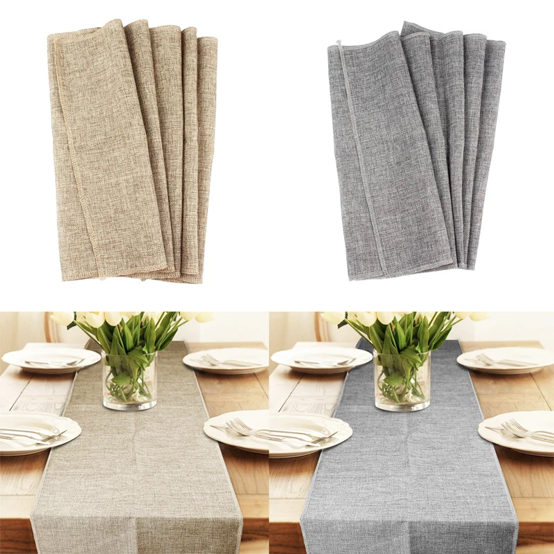 Скатерть для свадебной вечеринки Настольная дорожка из мешковины натуральный