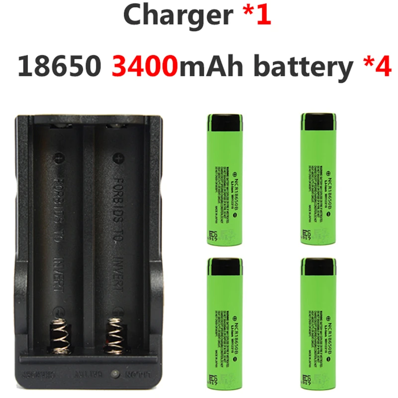 

4 шт./лот 18650 3,7 v 3400mah литий-ионный аккумулятор для Panasonic + 1 * зарядное устройство для светодиодных фонариков