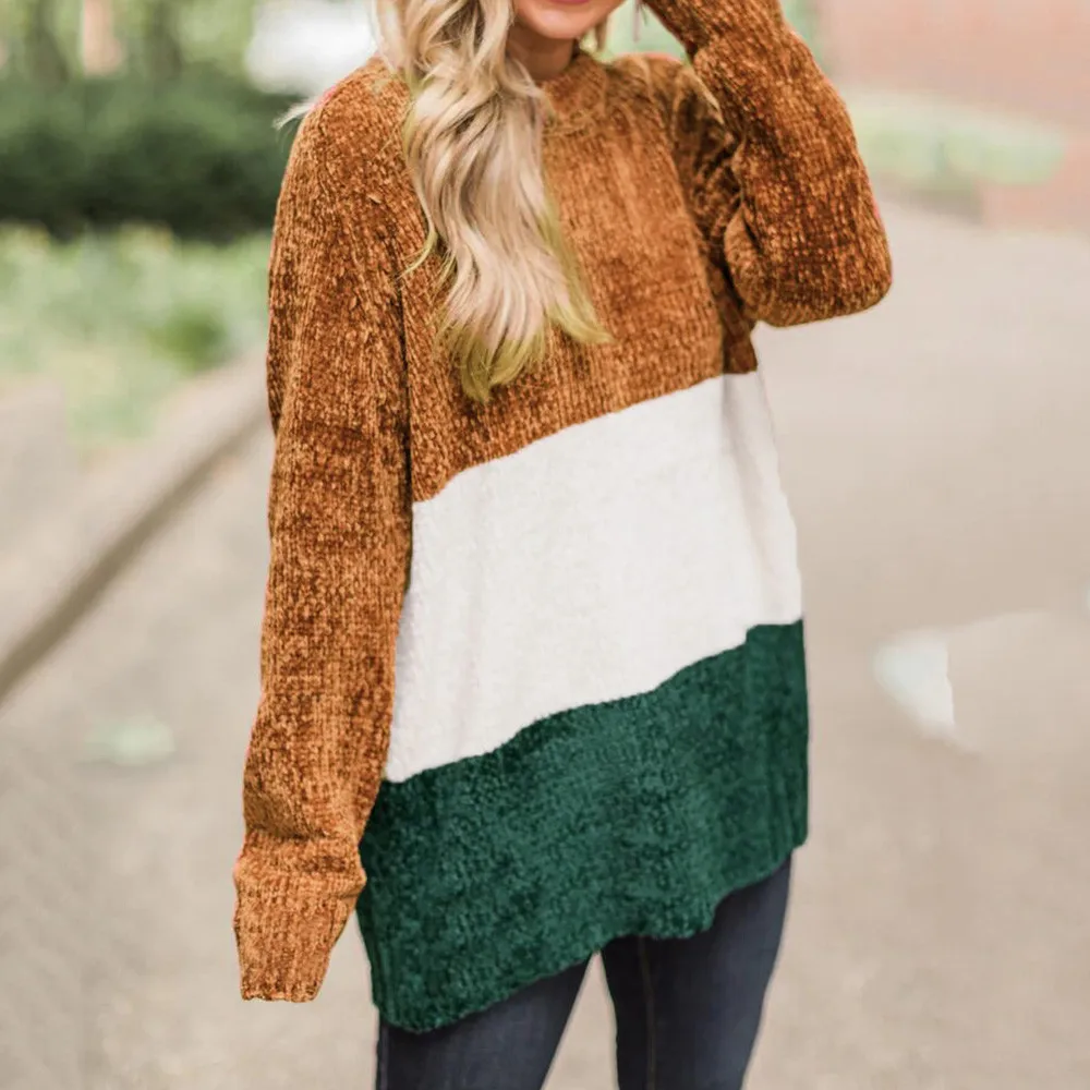 JAYCOSIN модный дизайн Женский Повседневный полосатый джемпер с длинным рукавом