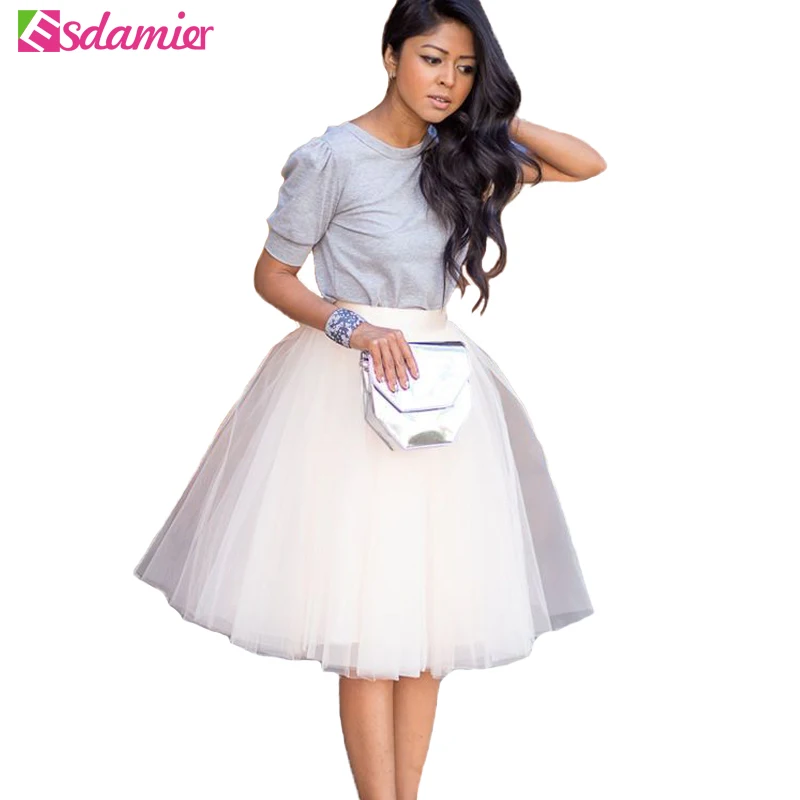 Женская фатиновая юбка-пачка большого размера 6-слойная Пышная с высокой талией