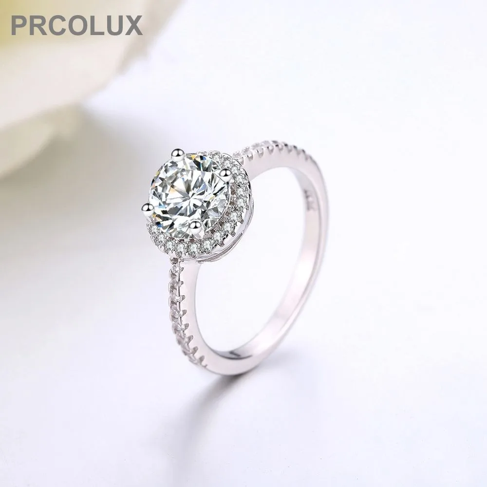 PRCOLUX мода Девушка круглой огранки кольцо посеребренные белый обещание