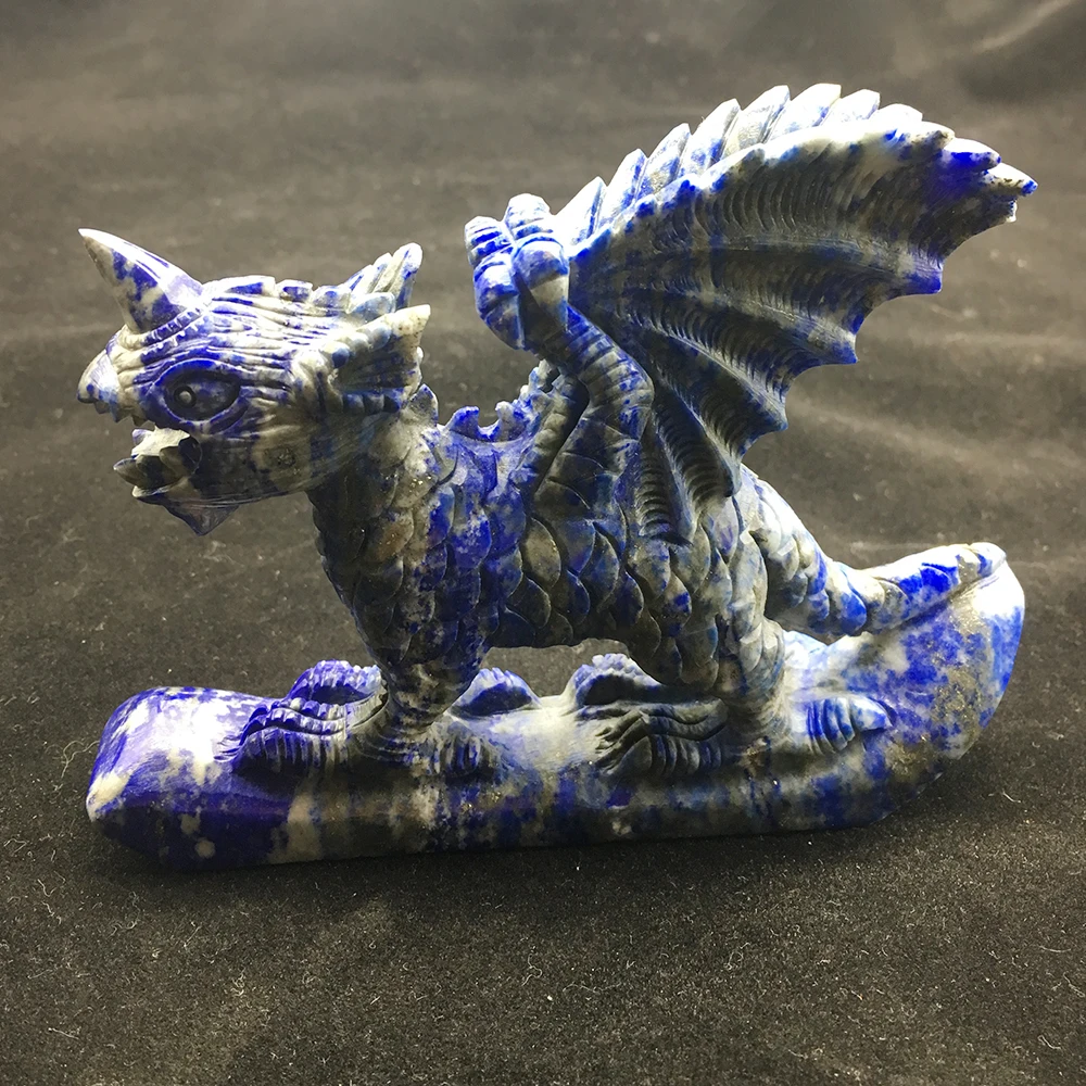 

Natural Quartz Crystal Dragon Figurine Labradorite Lapis Lazuli Flying Dragon Animal Statue Healing Crystal Stone Home Decora