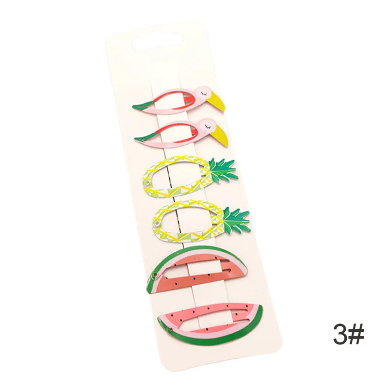 6Pcs 03 6 шт Радуга оснастки Заколки для волос для детей для волос, для маленькой девочки аксессуары милые Мультяшные фрукты заколки для волос с фигурками животных металл Цвет заколка для волос - Цвет: 6Pcs 03