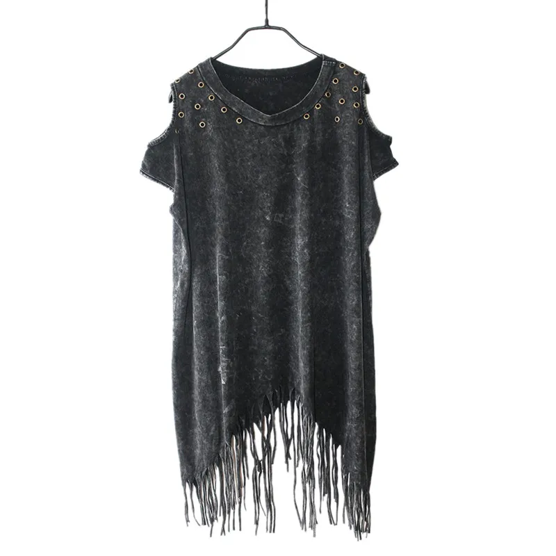 Новое поступление нерегулярные Для женщин футболка в стиле панк рок Модные топы