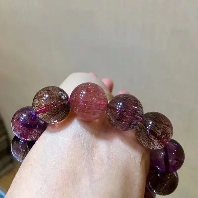 Genuine Natural Super 7 Seven Quartz Melody Stone Beads Women Fashion Bracelet 17mm AAAAA | Украшения и аксессуары