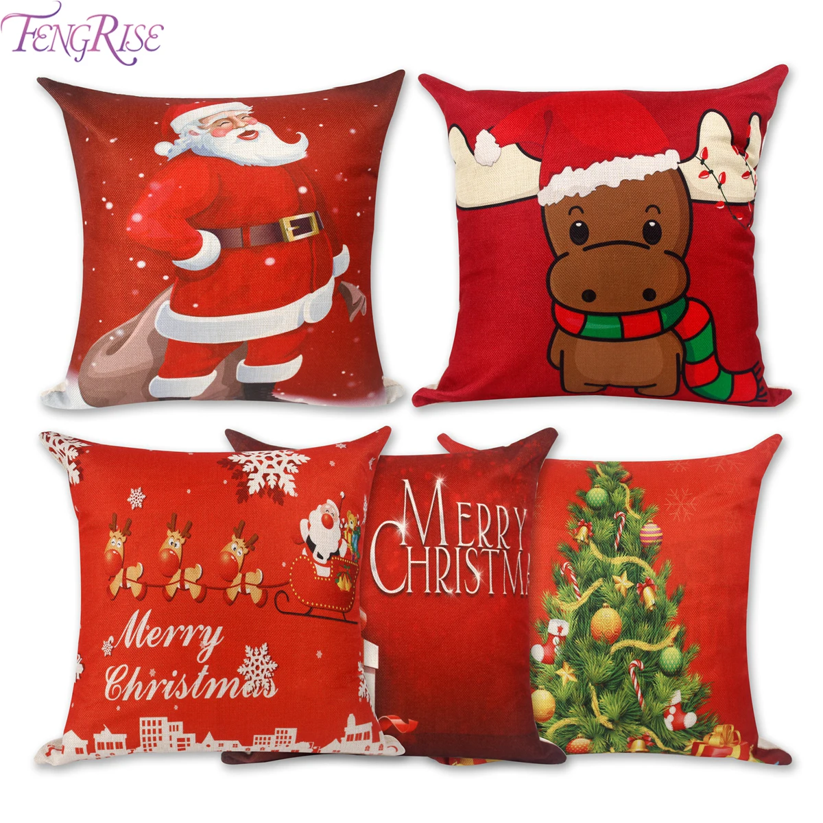 FENGRISE Merry Christmas украшение для дома Санта Клаус Подушка с оленем чехол Рождество Рождество Navidad счастливый год