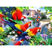 full squareround drill 5d diy diamond painting parrot bird waterfall 3d embroidery cross stitch 5d rhinestone decor
