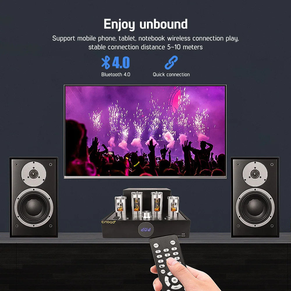 AIYIMA Amplificador Bluetooth 4,0 ламповый предусилитель 6P1 6N2 усилитель мощности Профессиональный 65Wx2 стерео Fever Hifi домашний усилитель