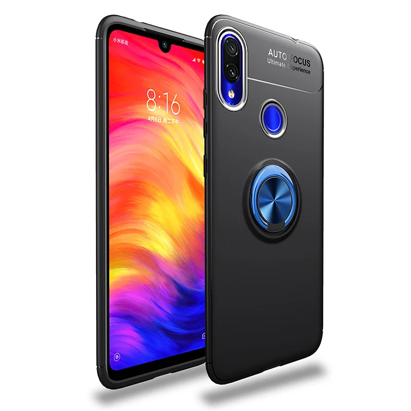 Black Blue MAKAVO для samsung Galaxy A30 Чехол-кольцо держатель Матовая Мягкая силиконовая задняя крышка для samsung Galaxy A10 A20 A40 A50 чехол для телефона - Цвет: Black Blue