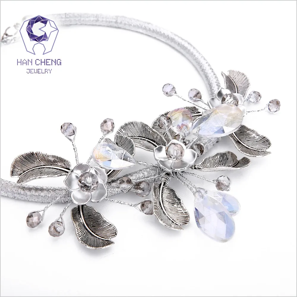 HanCheng модное винтажное серебряное металлическое ожерелье-чокер с цветком и